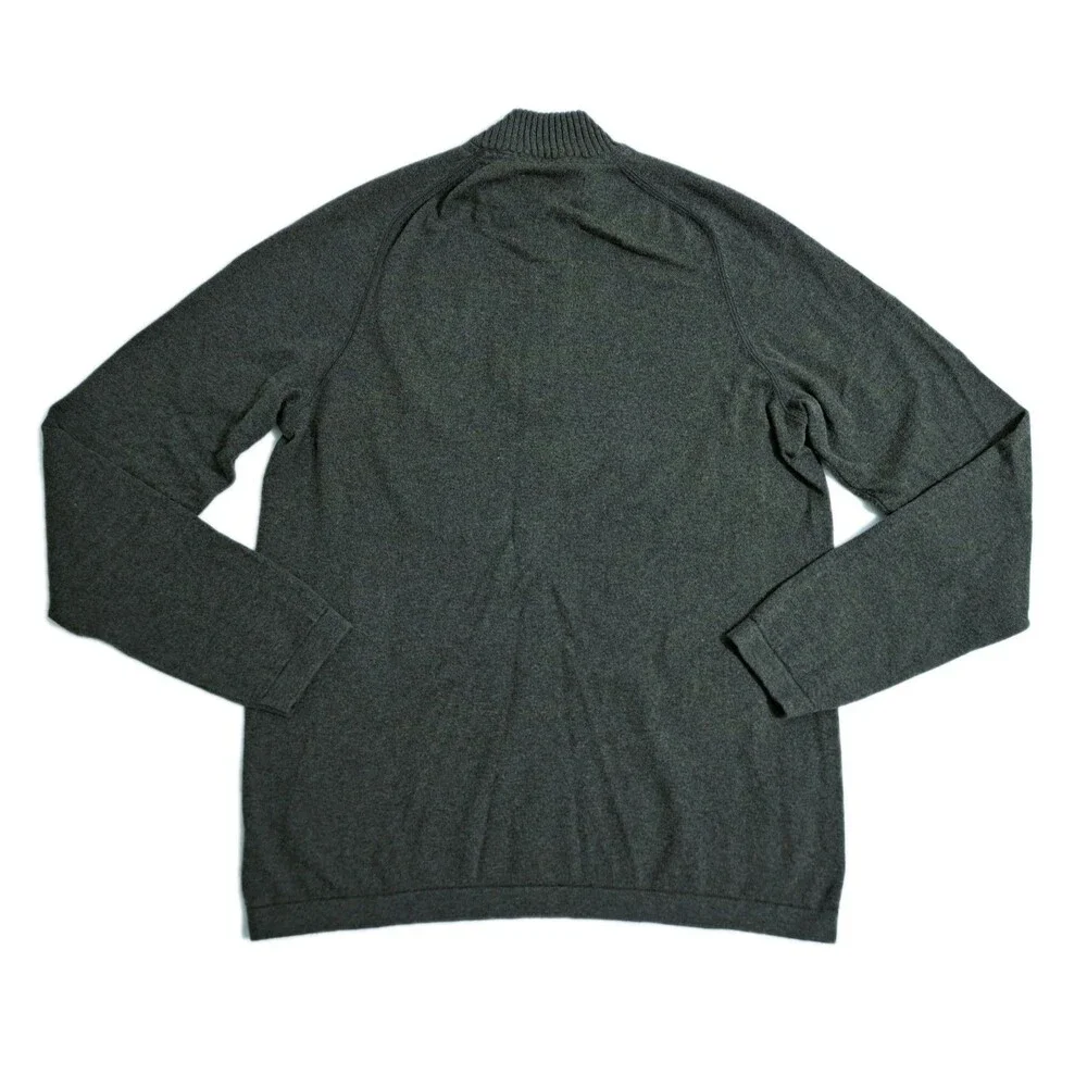 Eddie Bauer Merino Wool Blend Zip Pullover Knit Sweater Men's Medium Green Gray